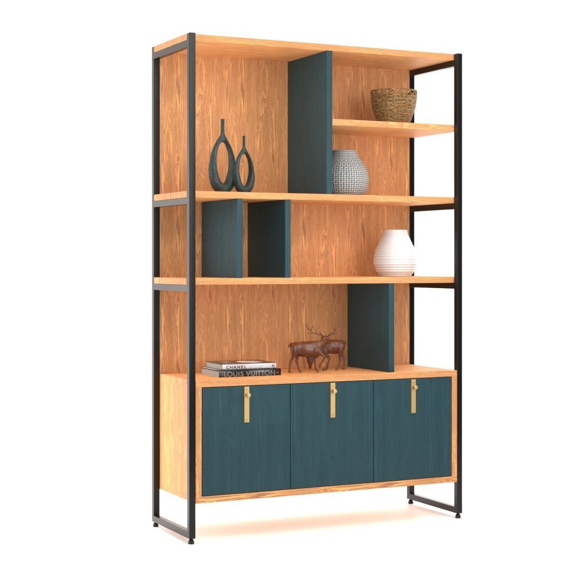 Oak Shelving Unit 3D model_1