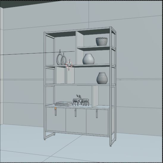 Oak Shelving Unit 3D model_4