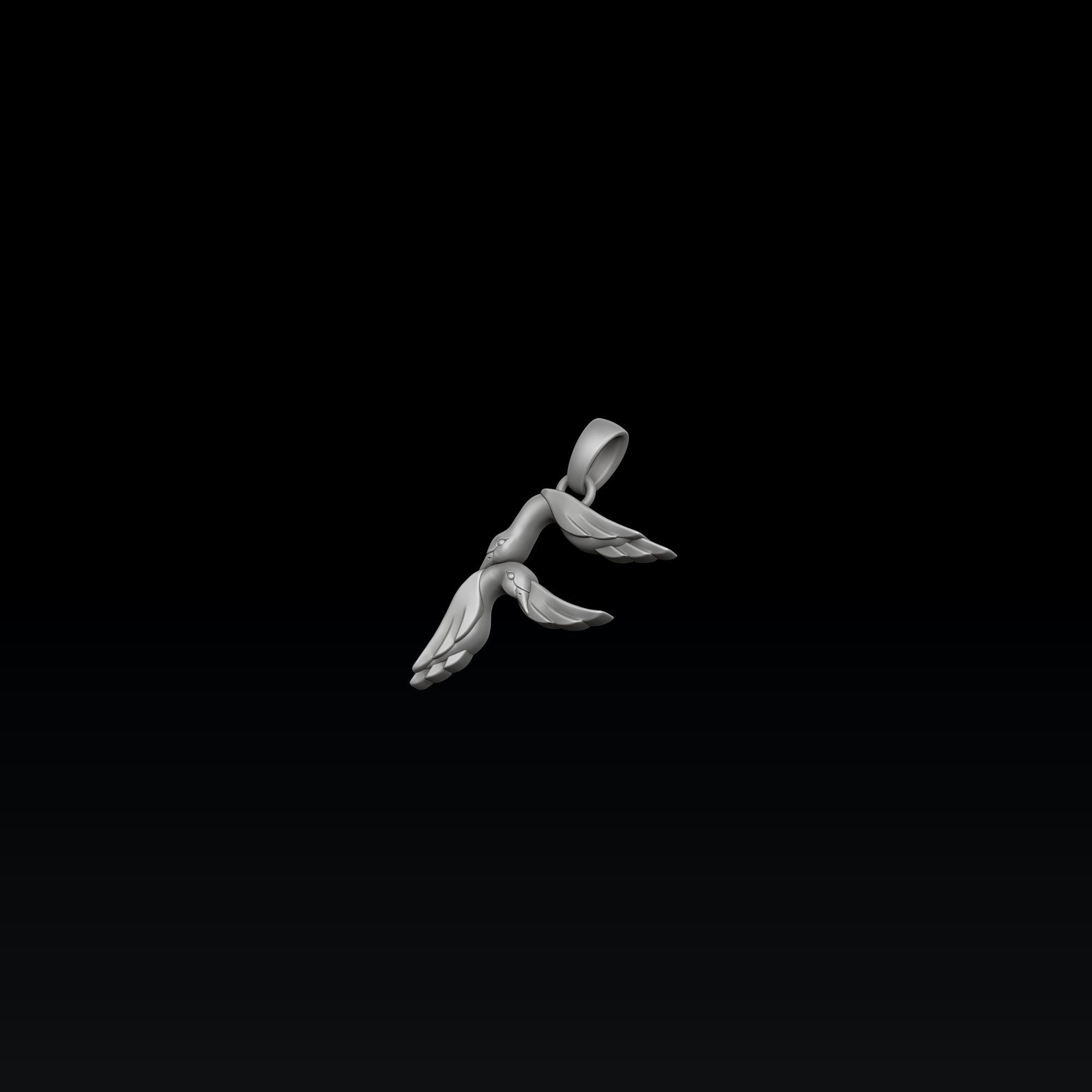 Bird Letter F Pendant 3D print model_6