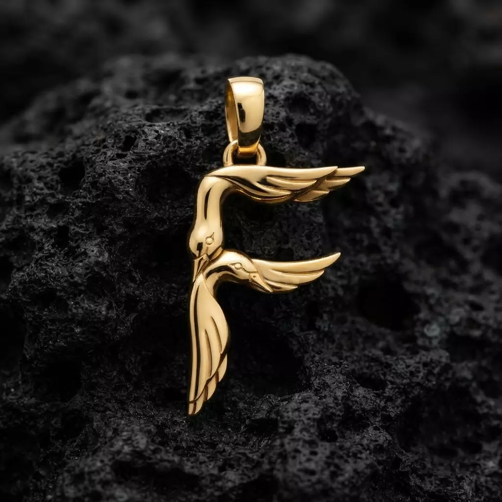 Bird Letter F Pendant 3D print model