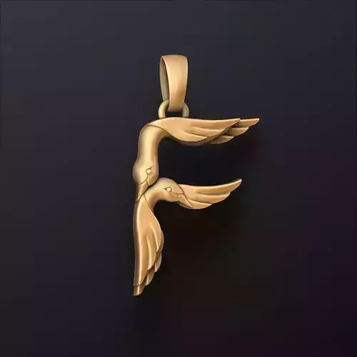 Bird Letter F Pendant 3D print model