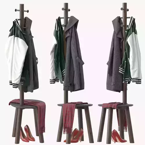 Pillar Stool and Coat Rack 3D model