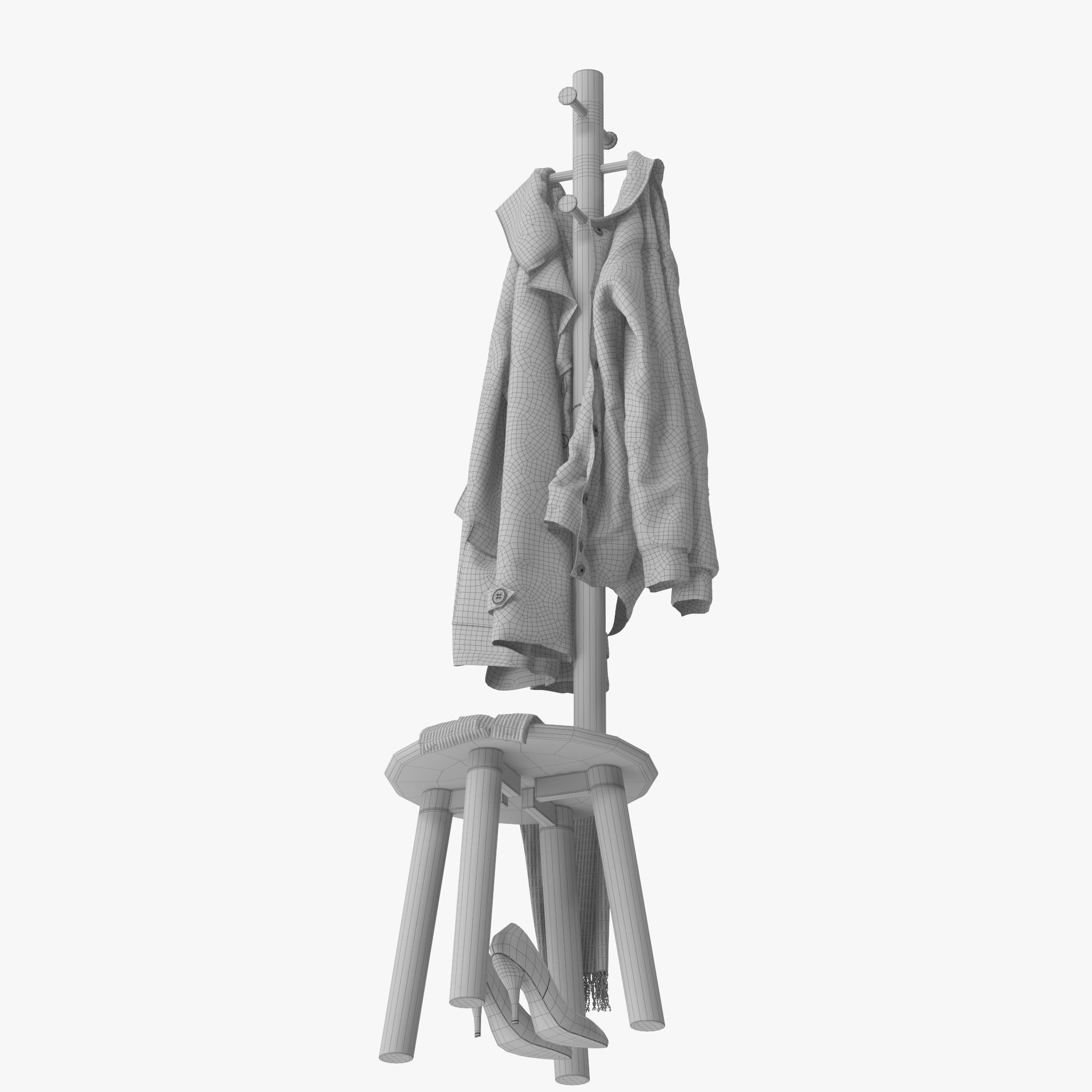Pillar Stool and Coat Rack 3D model CGTrader