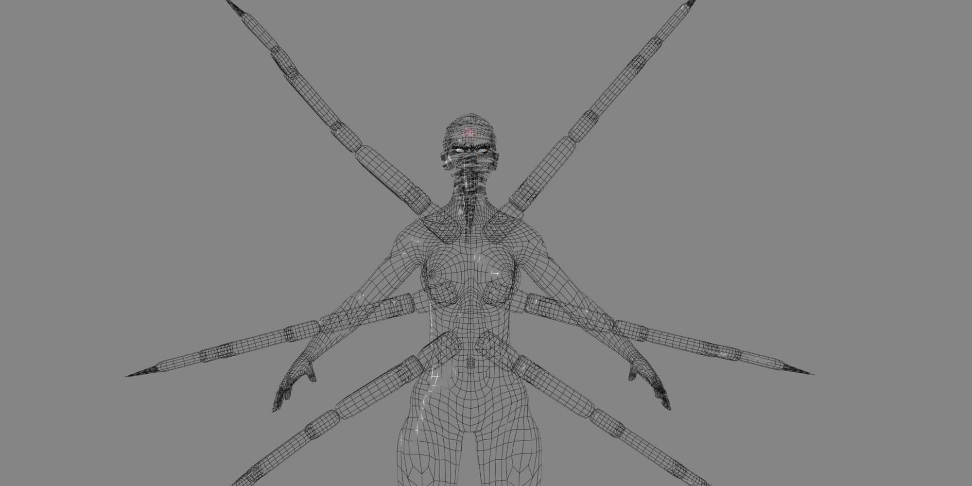 Arakne creature with long arms and legs Low-poly 3D model_9