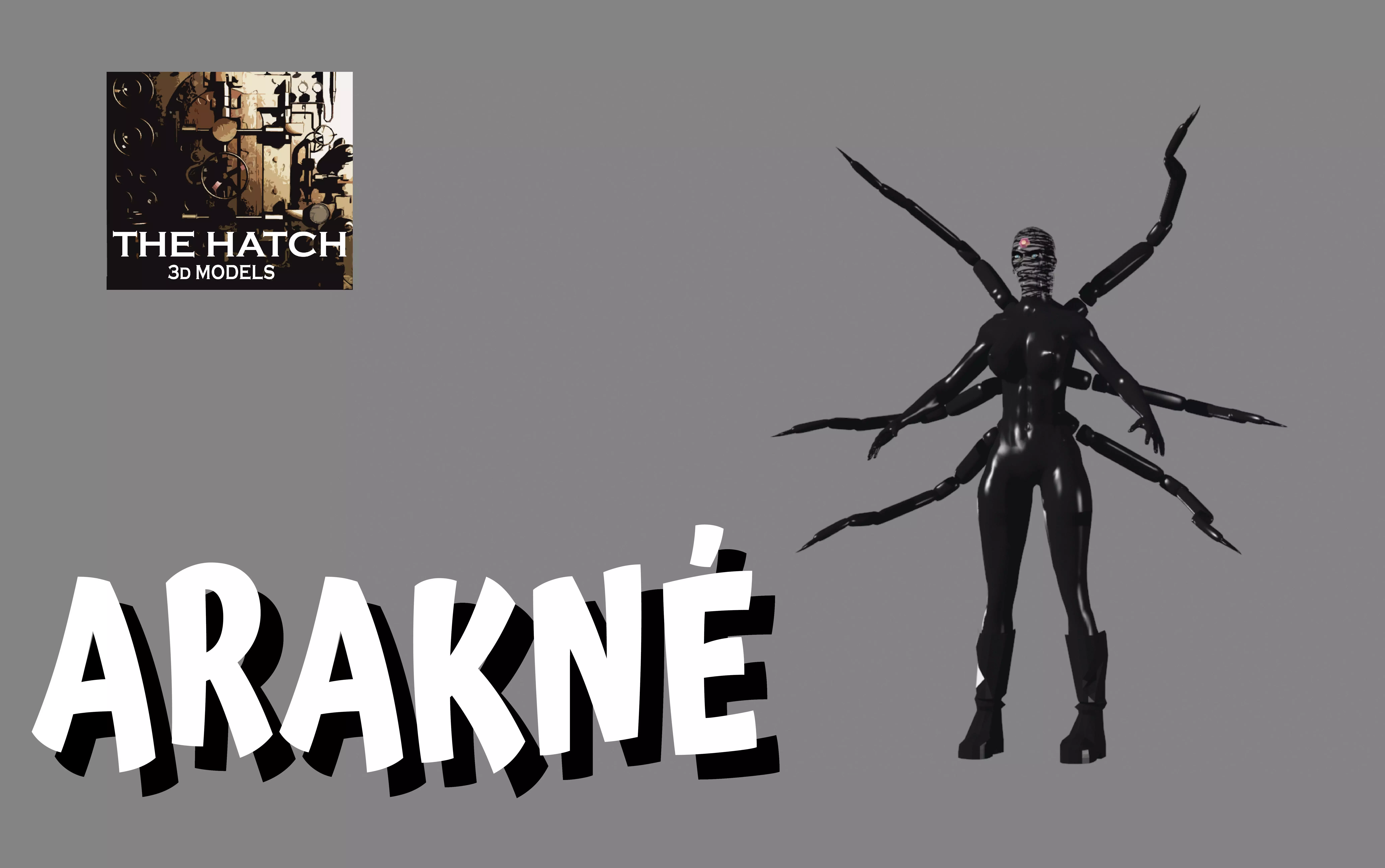 Arakne creature with long arms and legs Low-poly 3D model_0