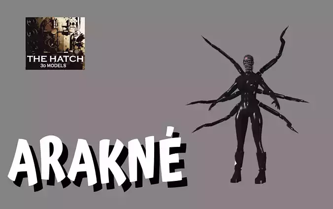 Arakne creature with long arms and legs Low-poly 3D model