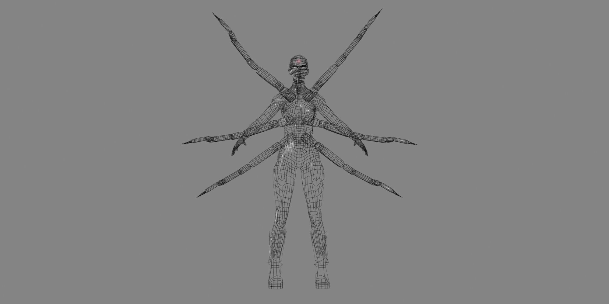 Arakne creature with long arms and legs Low-poly 3D model_8