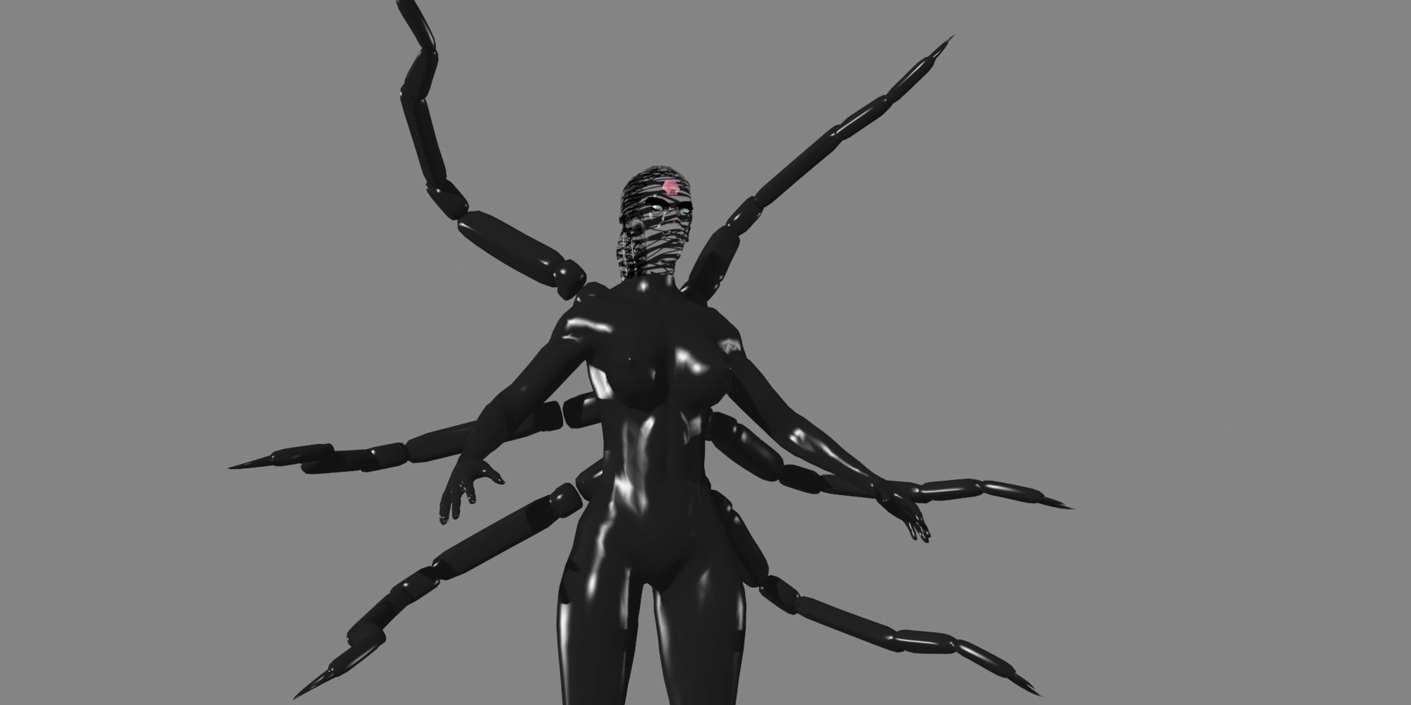 Arakne creature with long arms and legs Low-poly 3D model_6