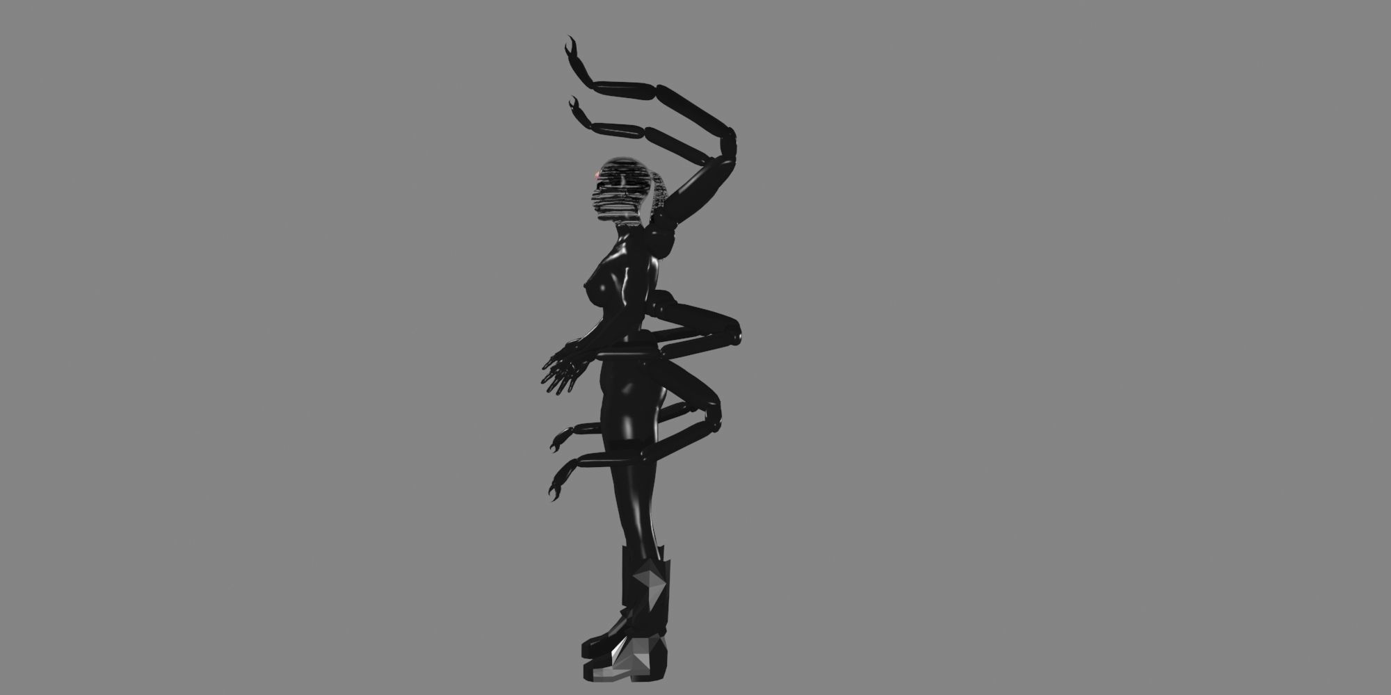 Arakne creature with long arms and legs Low-poly 3D model_2