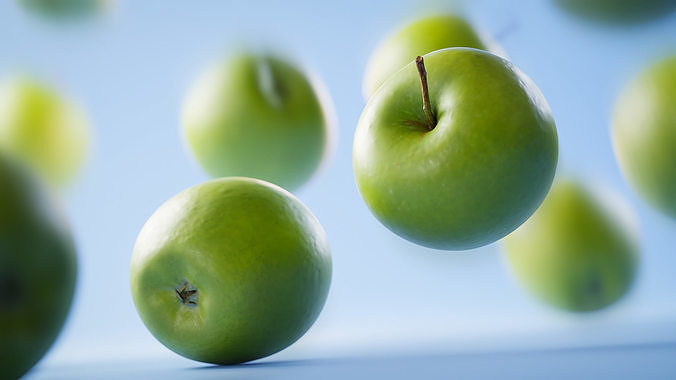 Apple Green Low-poly 3D model 6