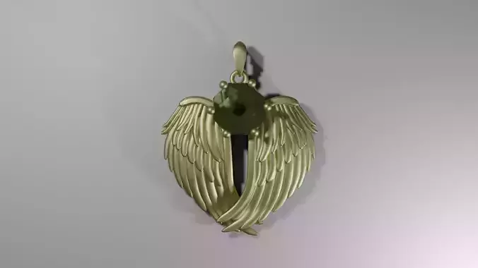 Golden Pendant with Gem Free 3D print model