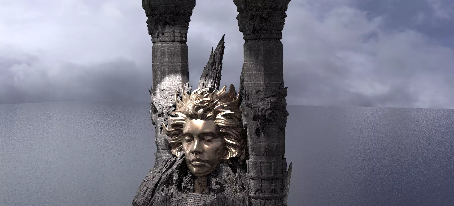 Fallen Angel Mountain Statue Kit bash 2  3D model_0