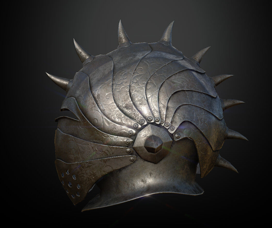 HELMET10 Game Ready helmet with spikes Low-poly 3D model_1