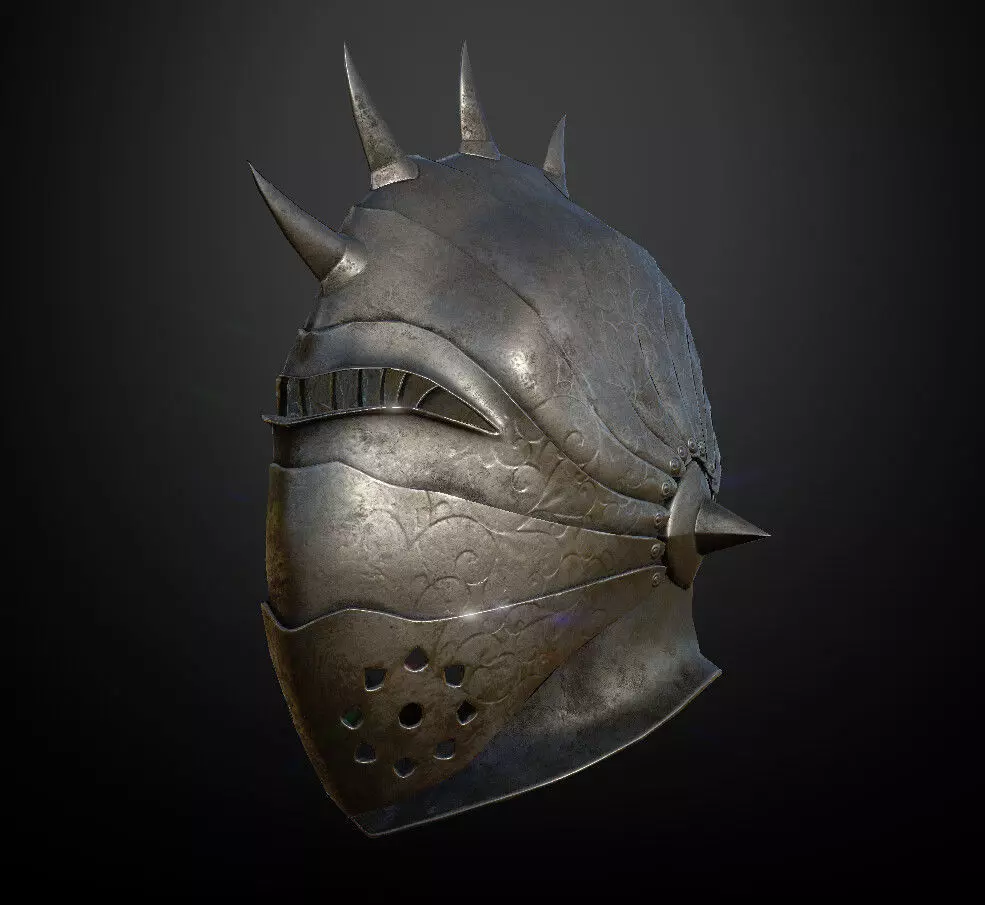 HELMET10 Game Ready helmet with spikes Low-poly 3D model_0