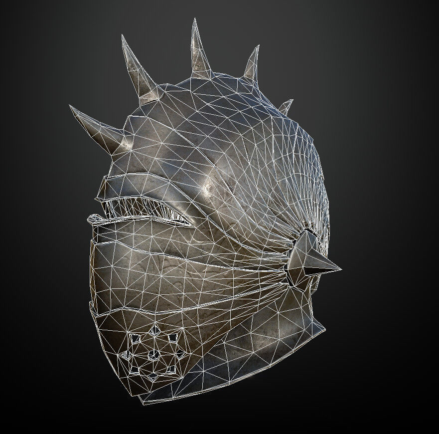 HELMET10 Game Ready helmet with spikes Low-poly 3D model_2