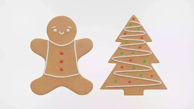 Gingerbread Christmas Cookies Free 3D model