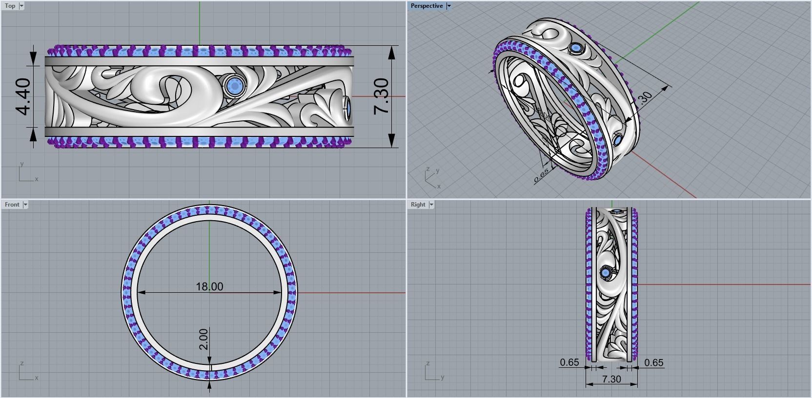 ring with patterns 3D print model_9