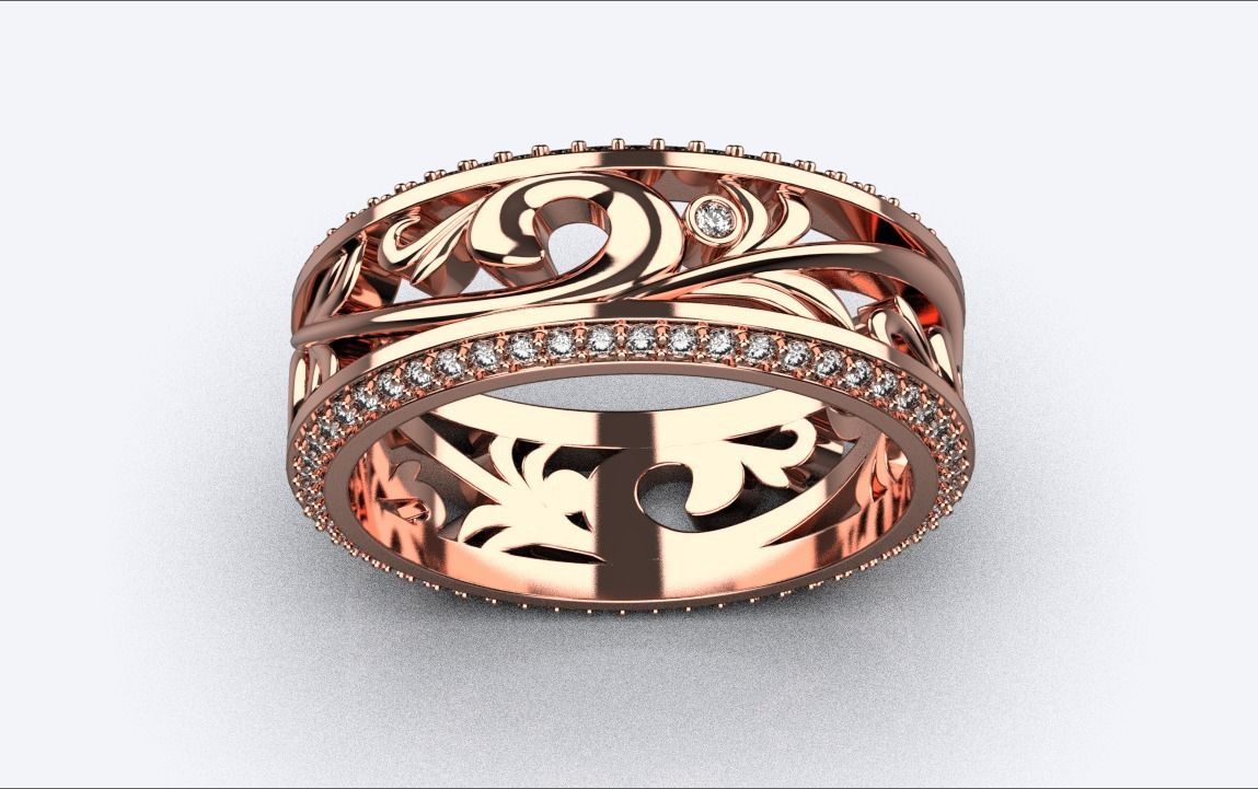 ring with patterns 3D print model_3