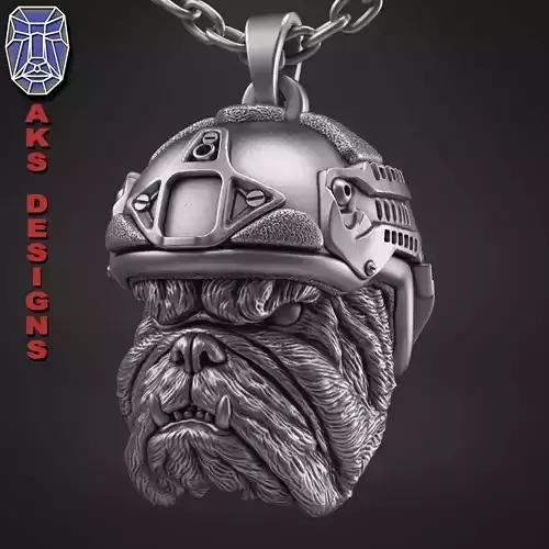 Animal Pendant jewelry Army soldier bulldog v1  3D print model