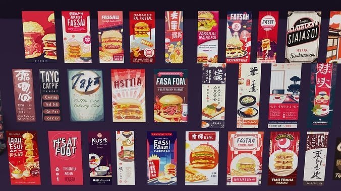35 Japanese Style Restaurant Signs and Posters Texture 7