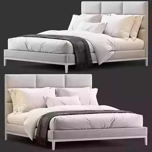 ITALIA FABRIC RECTANGULAR BED - OAK BASE