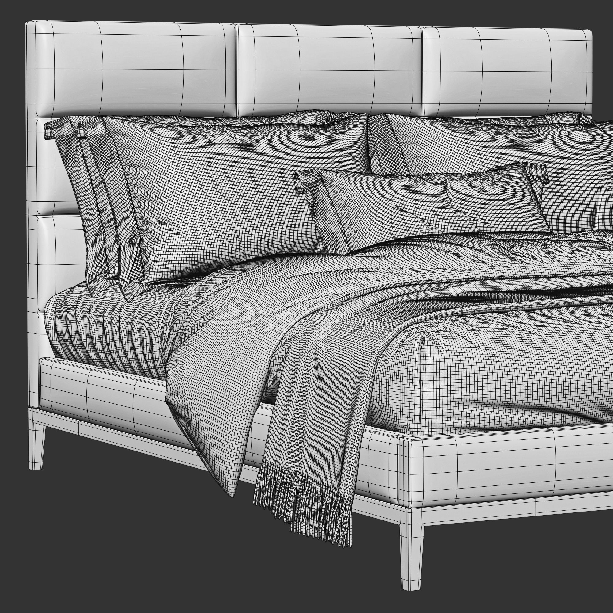 Rectangular Cloth Model ITALIA FABRIC RECTANGULAR BED - OAK BASE 3D model | CGTrader