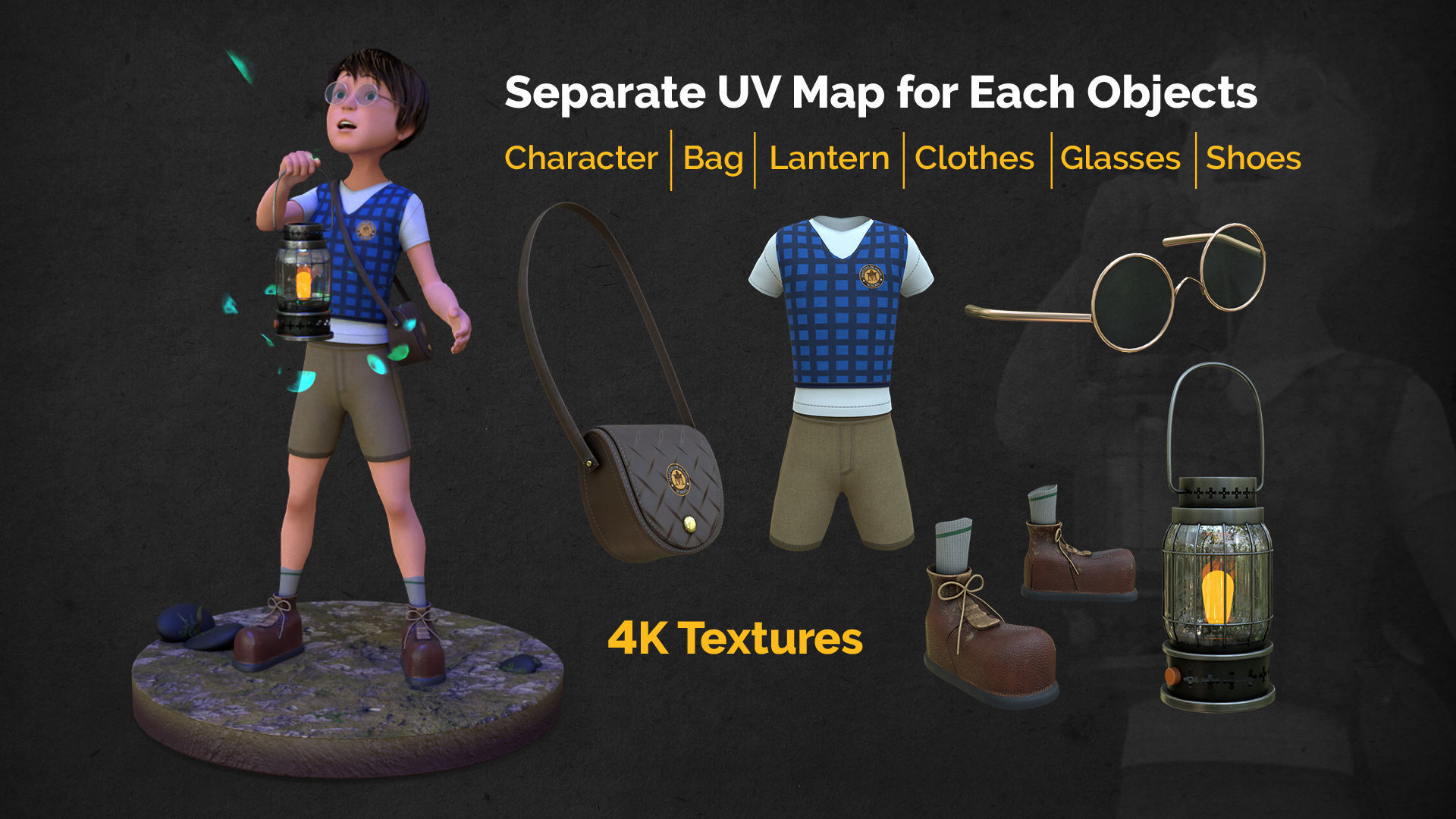 Adventure Boy in a Fantasy World Low-poly 3D model_3