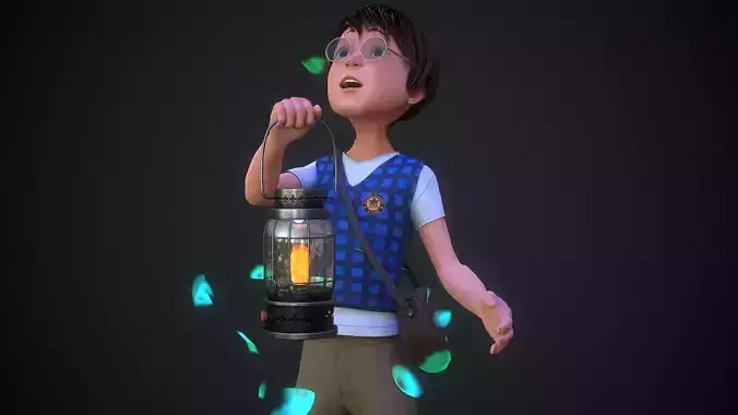 Adventure Boy in a Fantasy World Low-poly 3D model