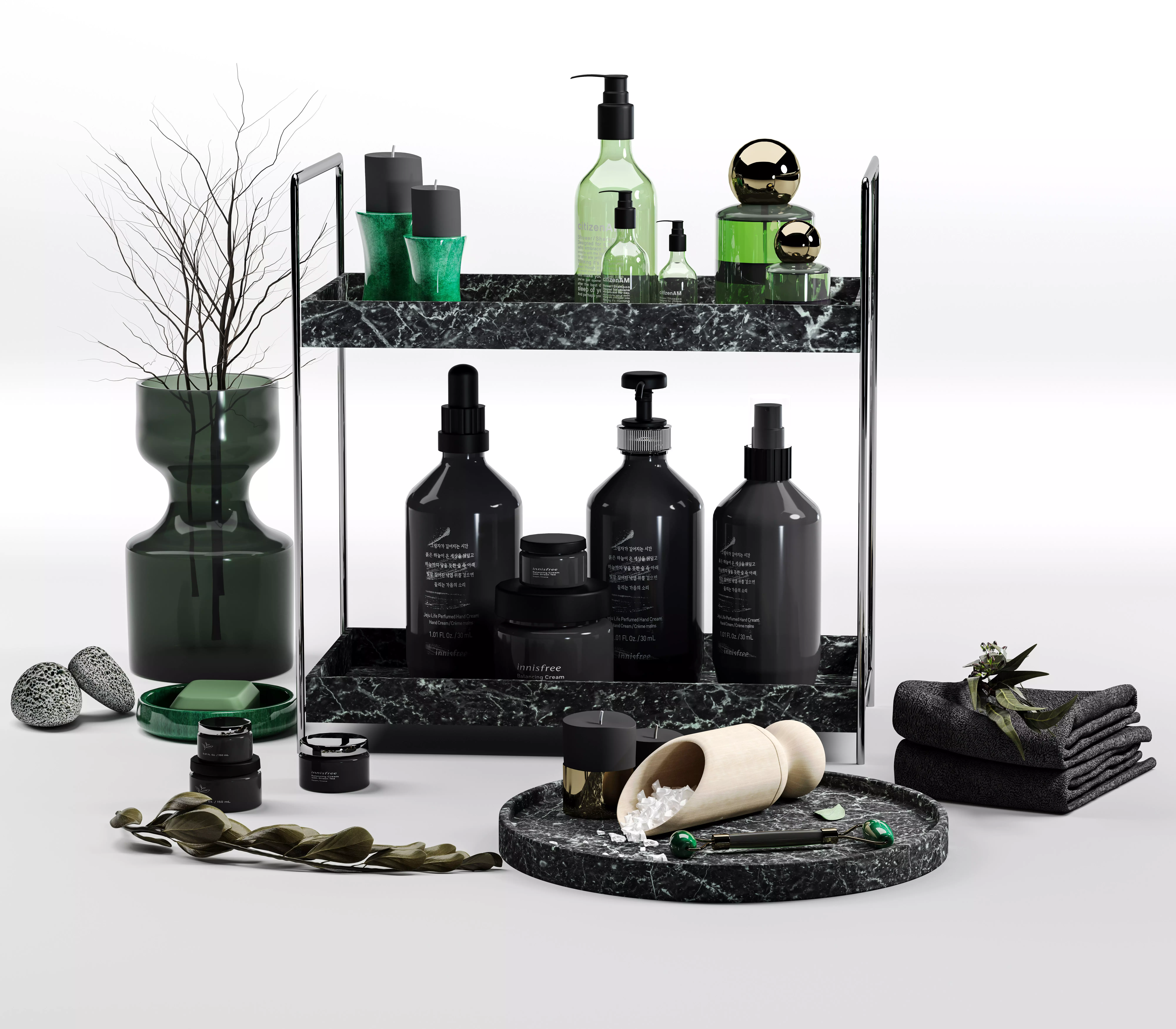 bathroom accessories green 3D model