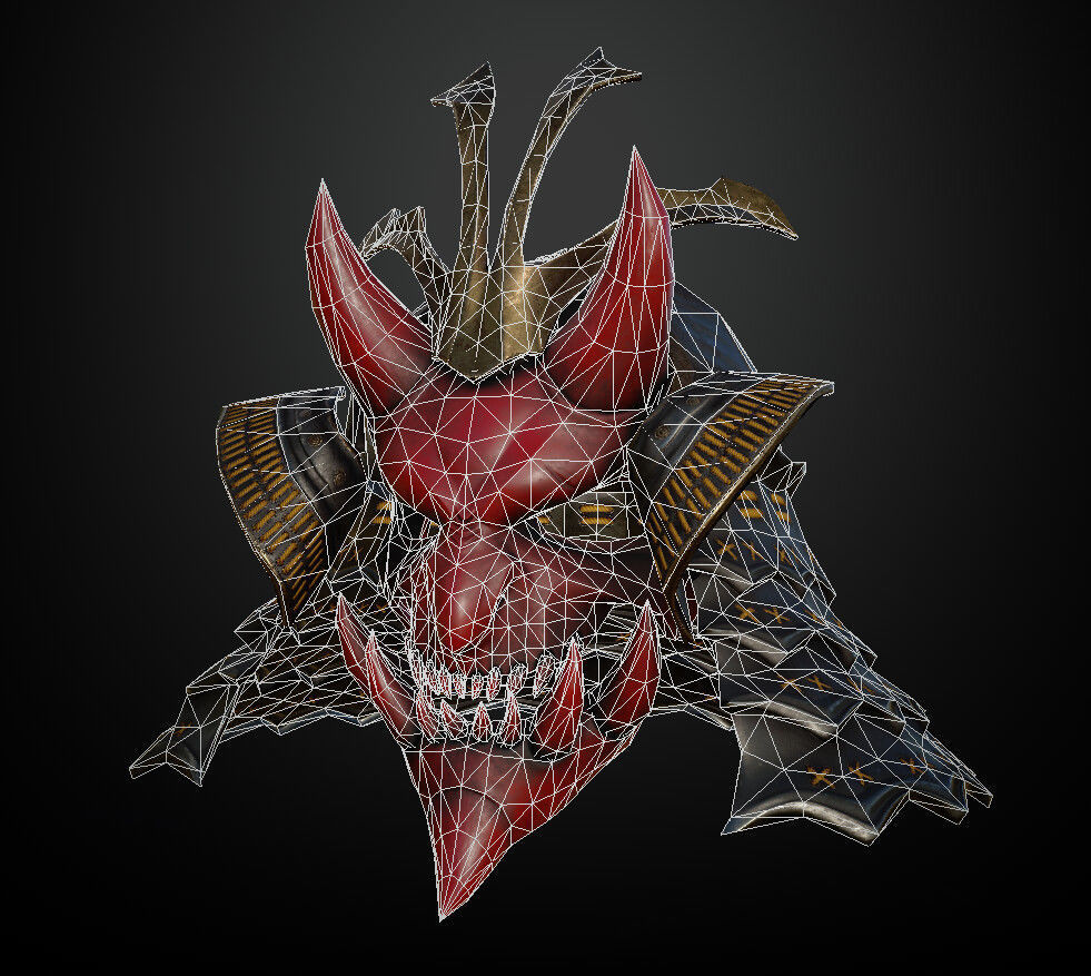HELMET8 Game Ready demon mask Low-poly 3D model_2