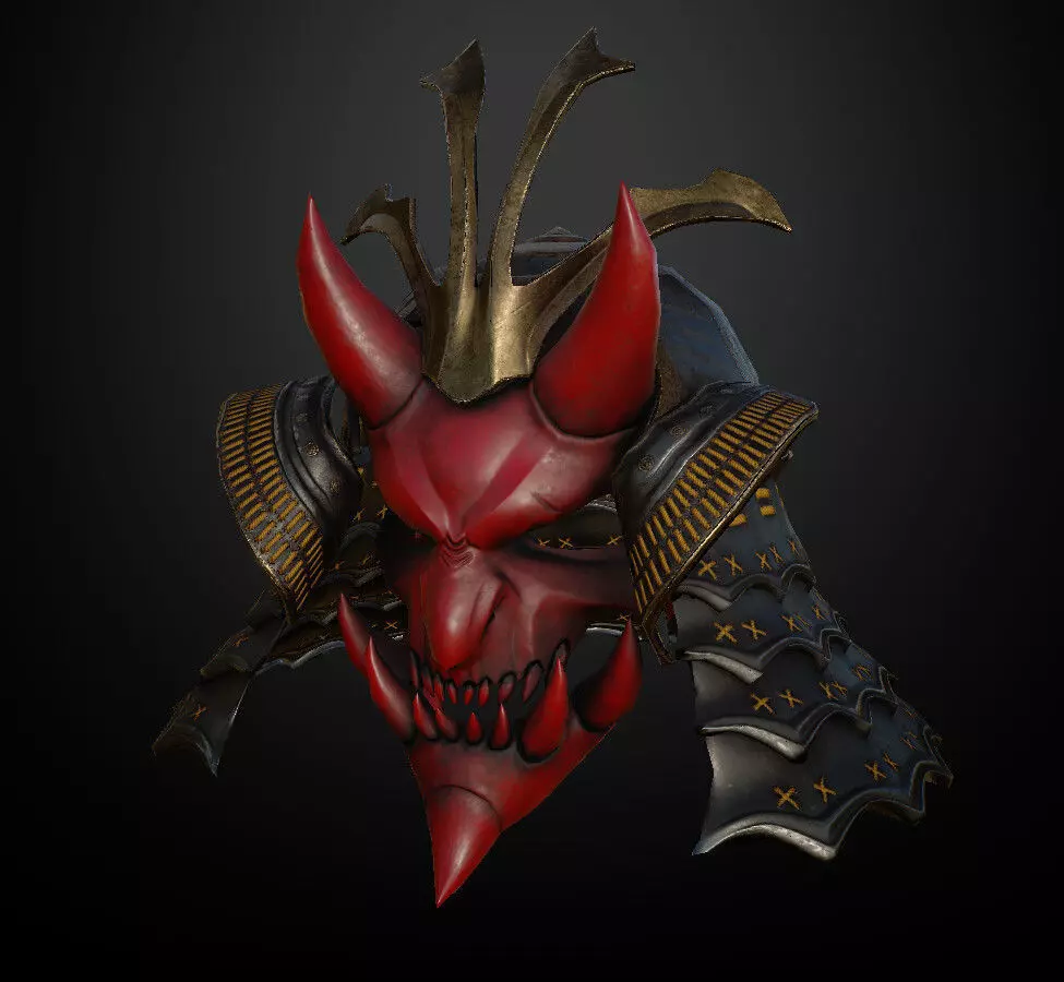 HELMET8 Game Ready demon mask Low-poly 3D model_0