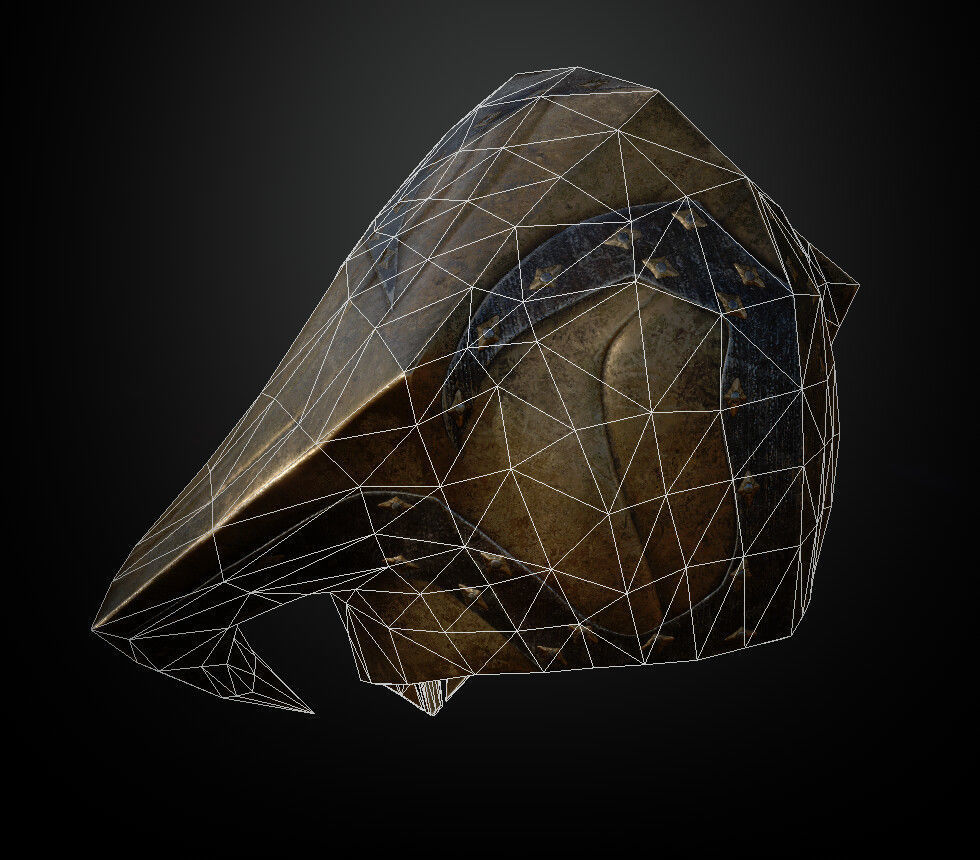 HELMET9 Game Ready golden helmet Low-poly 3D model_3