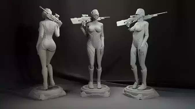 Sci fi Sniper GIrl 3D PRINT 