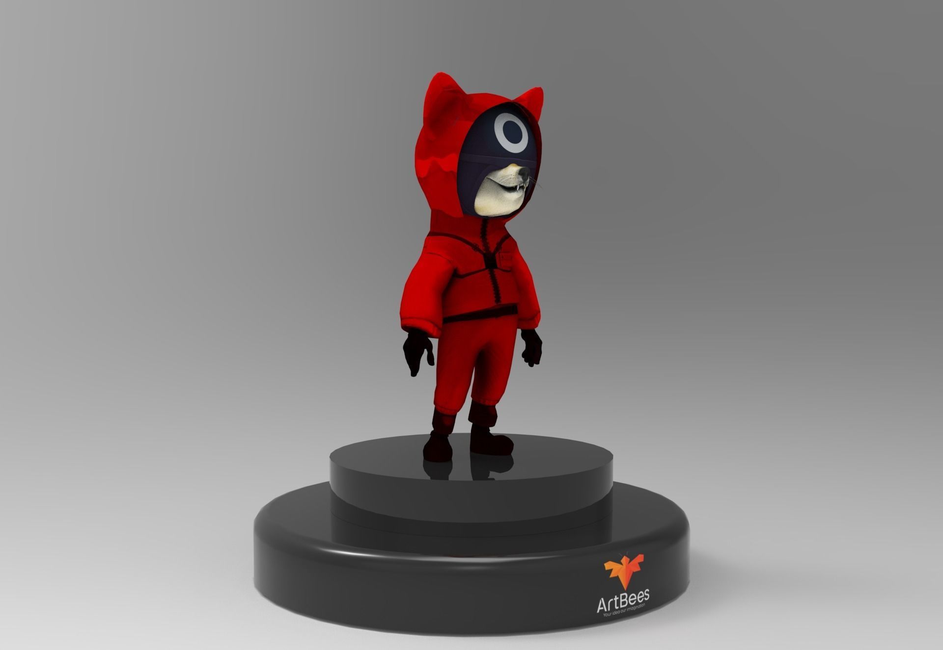 Stylized Shiba Squid Game Character Low-poly 3D model_3