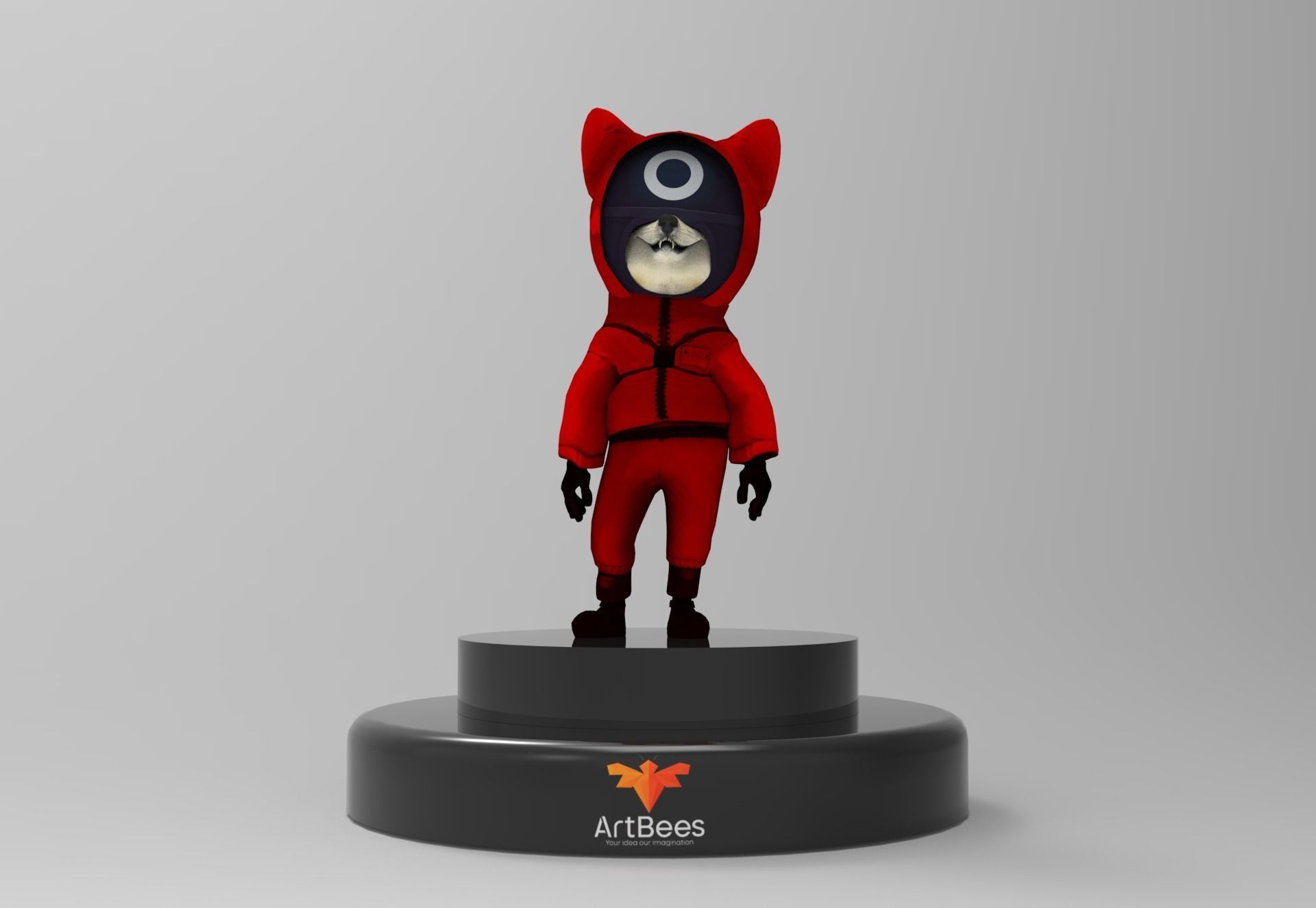 Stylized Shiba Squid Game Character Low-poly 3D model_1