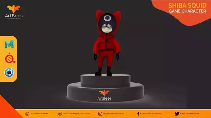 Stylized Shiba Squid Game Character Low-poly 3D model