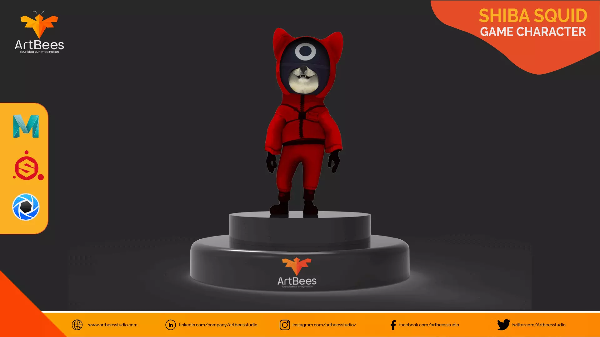 Stylized Shiba Squid Game Character Low-poly 3D model_0