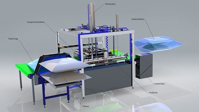 Pillows packaging device drawings for manufacturing  3D model
