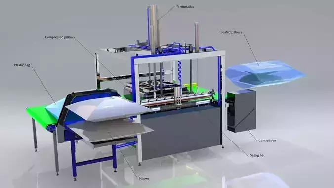 Pillows packaging device drawings for manufacturing 