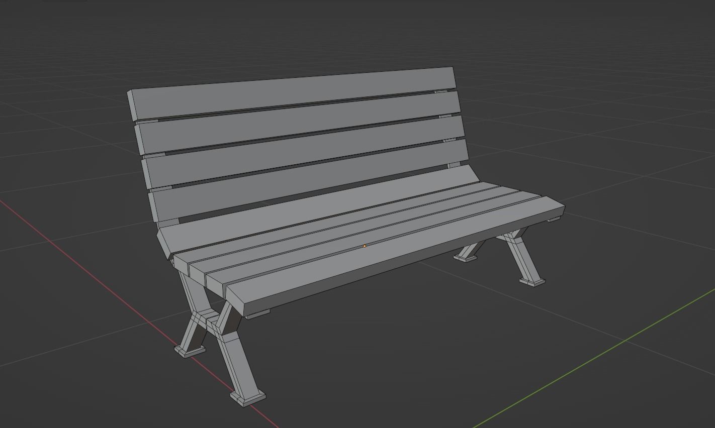 Park Bench  Low-poly 3D model_2