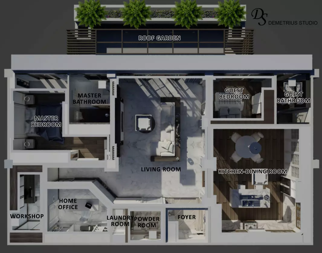 Pent House Apartment 3D model_0