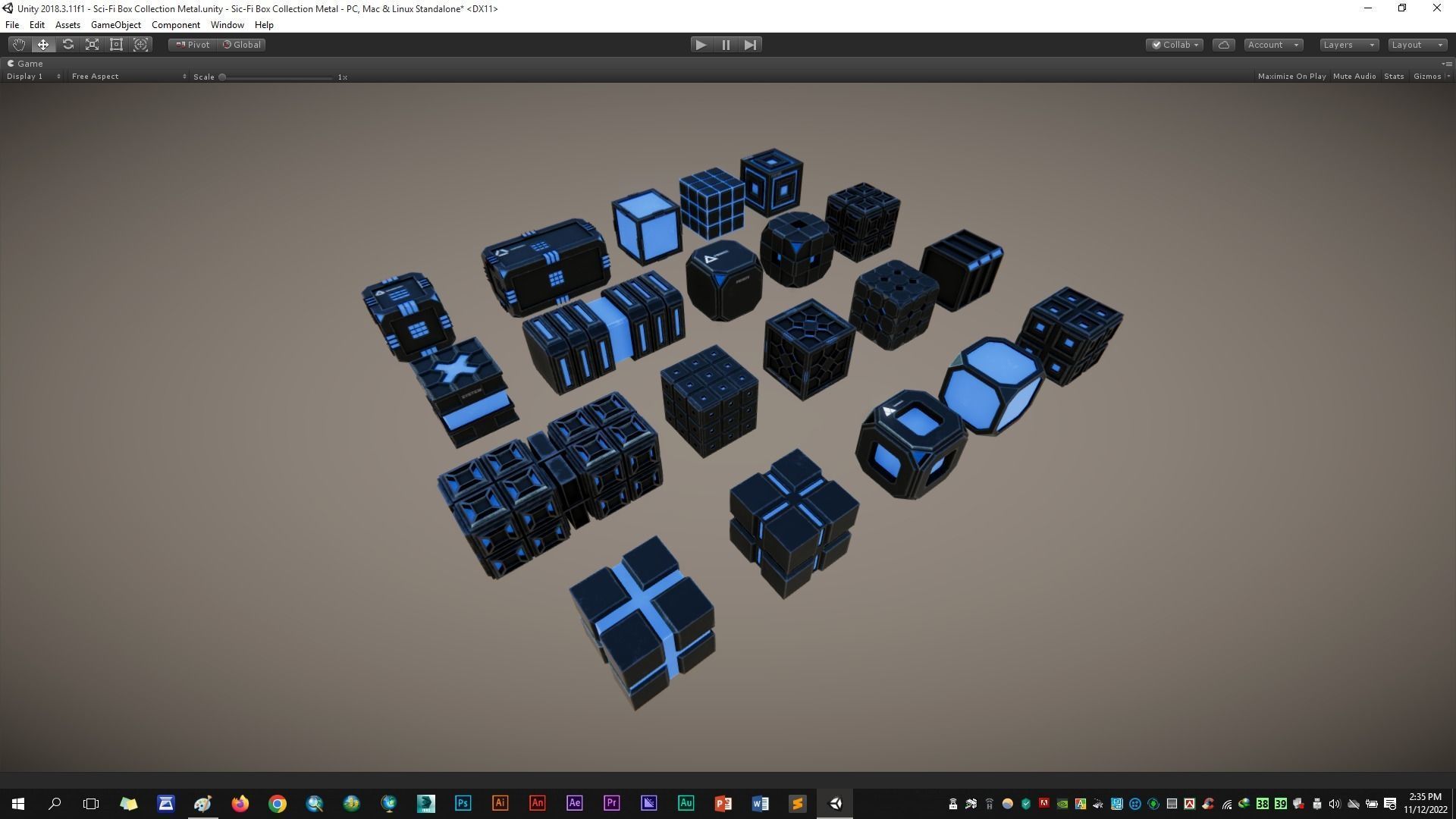Sic-Fi Box Collection Metal Low-poly 3D model_12