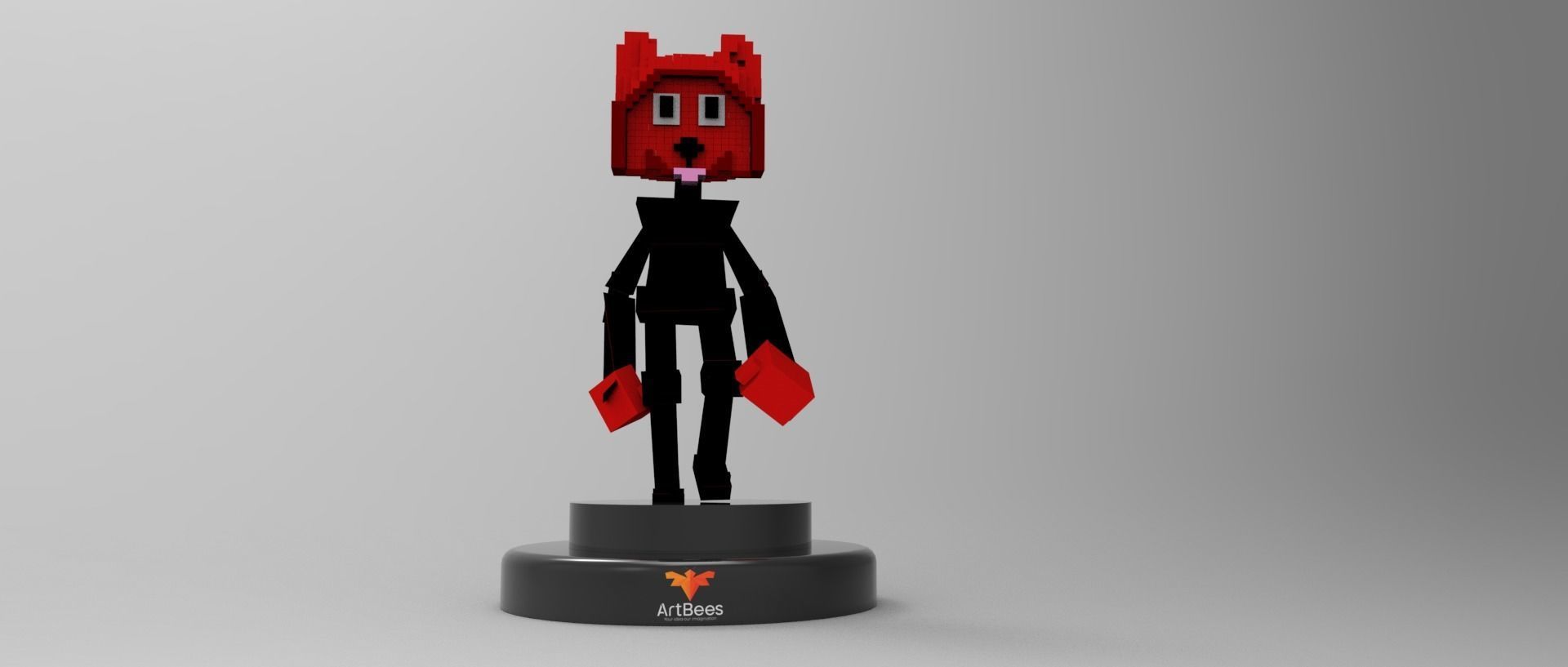 Cube World Game Character Low-poly 3D model_1