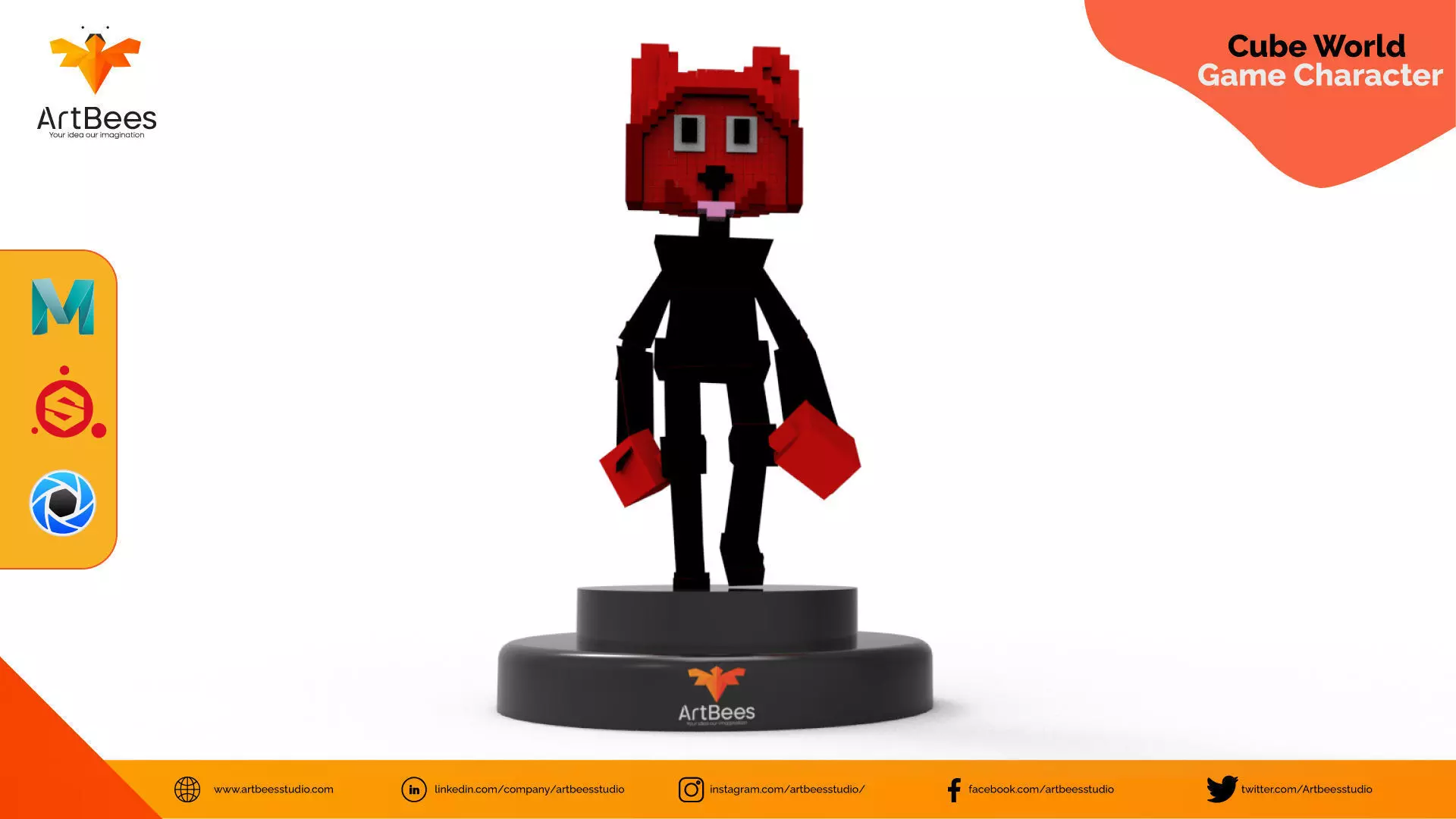 Cube World Game Character Low-poly 3D model_0