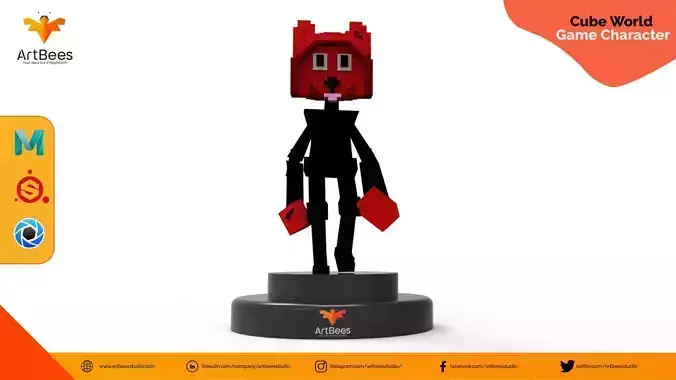 Cube World Game Character Low-poly 3D model Cube World Game Character Low-poly 3D model