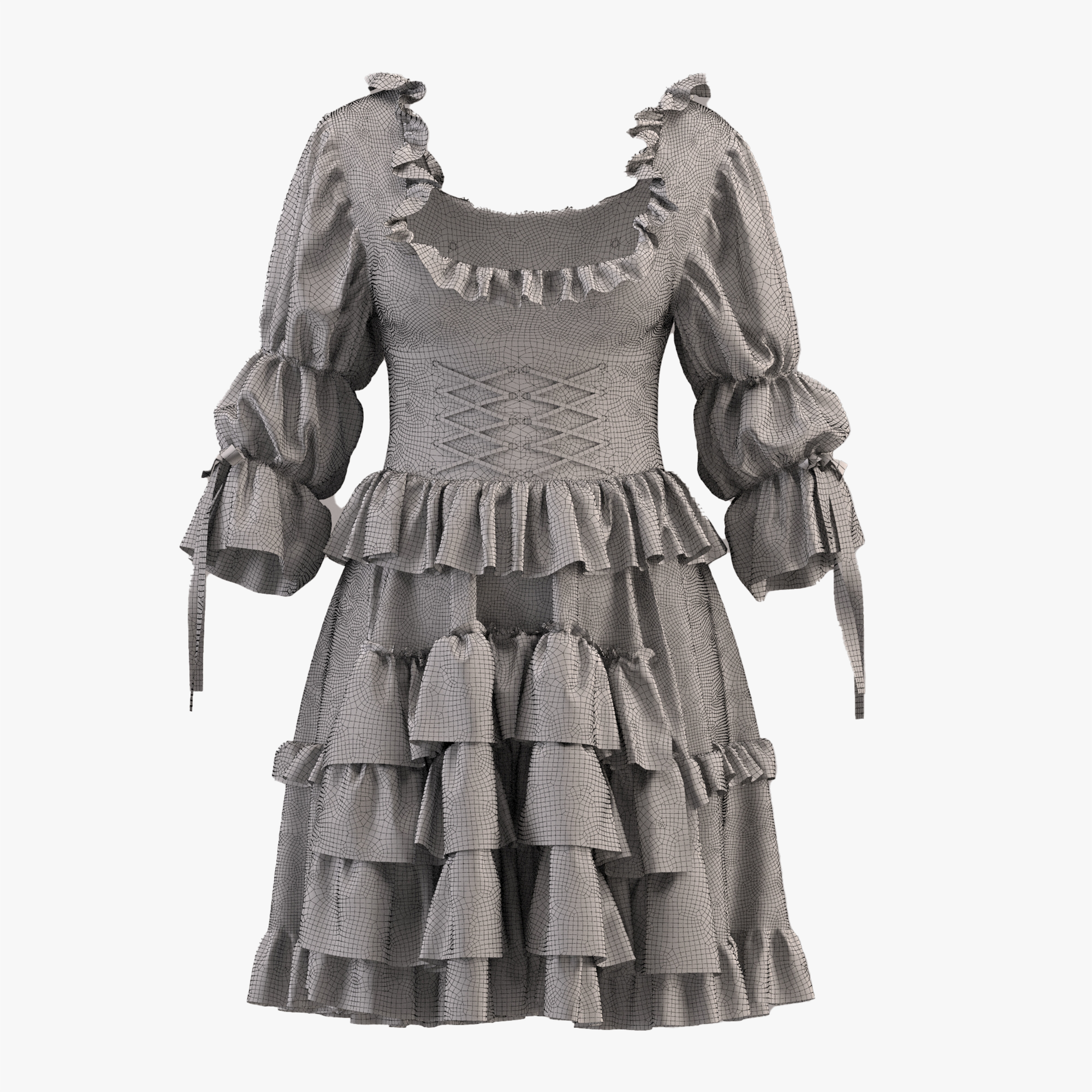 cute custom dress   -ZPRJ- FBX- OBJ-MTL-TEXTURE 3D model_12