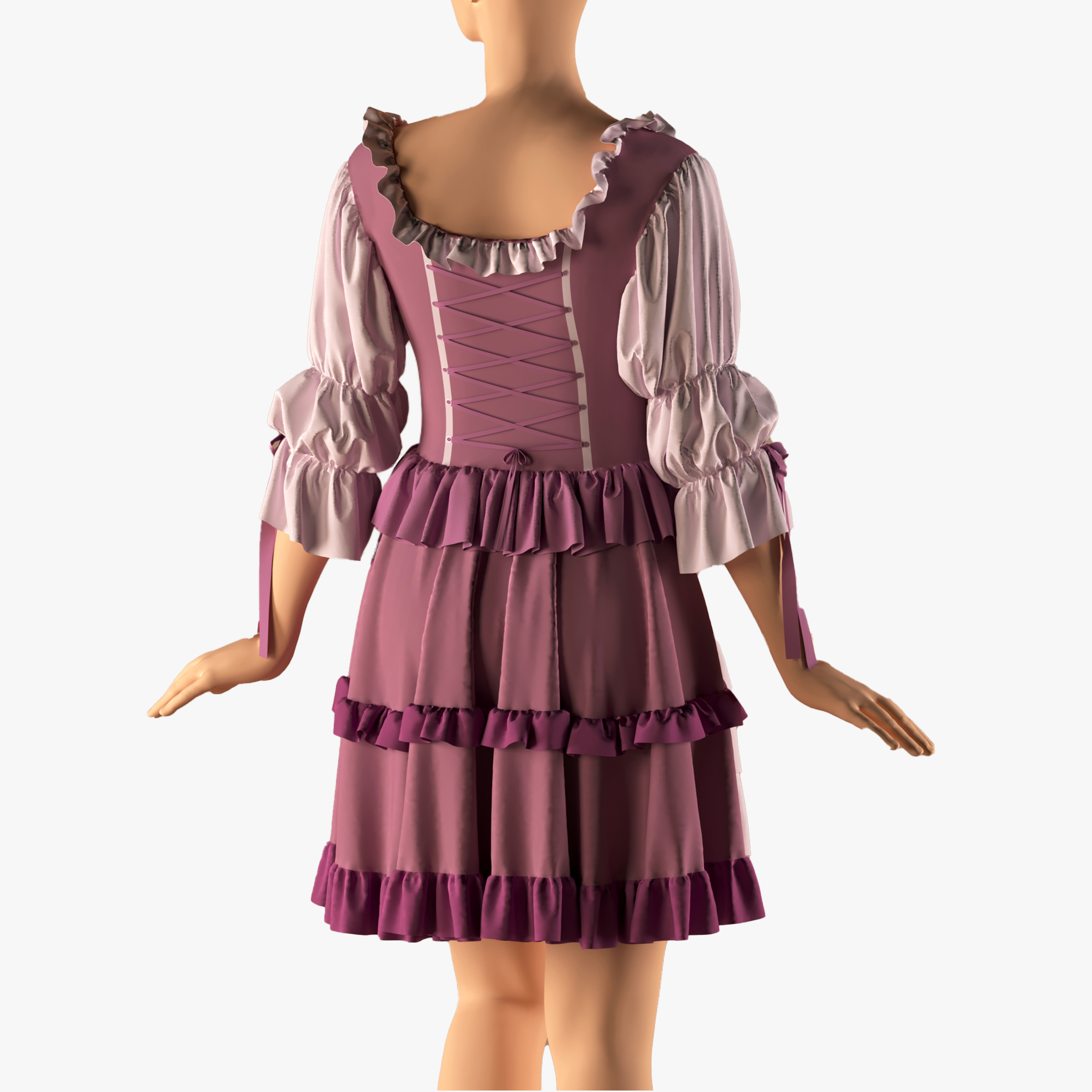 cute custom dress   -ZPRJ- FBX- OBJ-MTL-TEXTURE 3D model_2