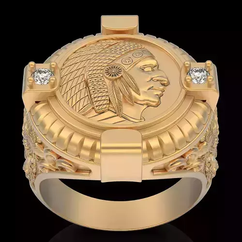 Indian  ring silver gold sterling printable jewelry 3D model 3D print model