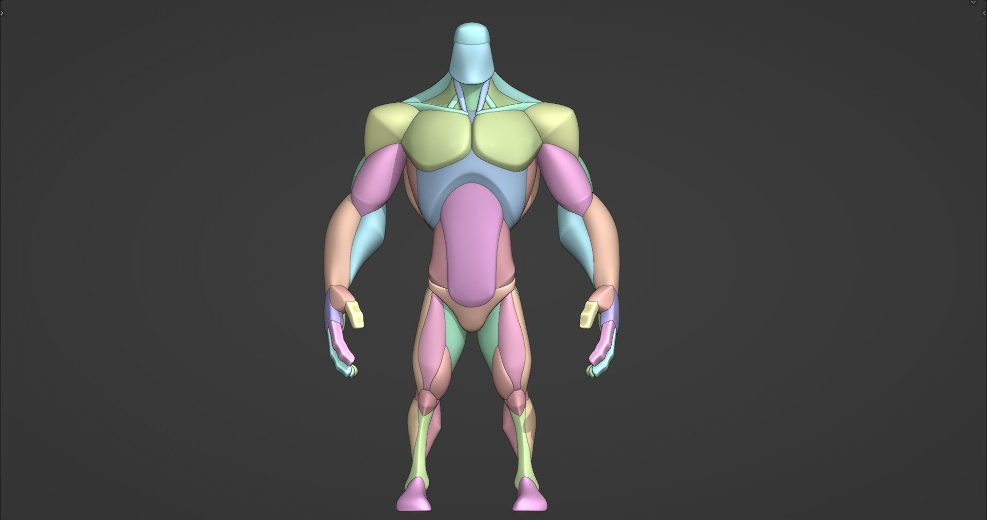 Stylized Big Guy Anatomy Blockout 3D model_2