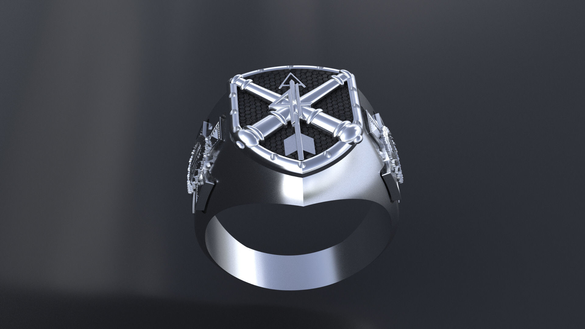 Ring with symbols of the Army of Ukraine 3D print model_5